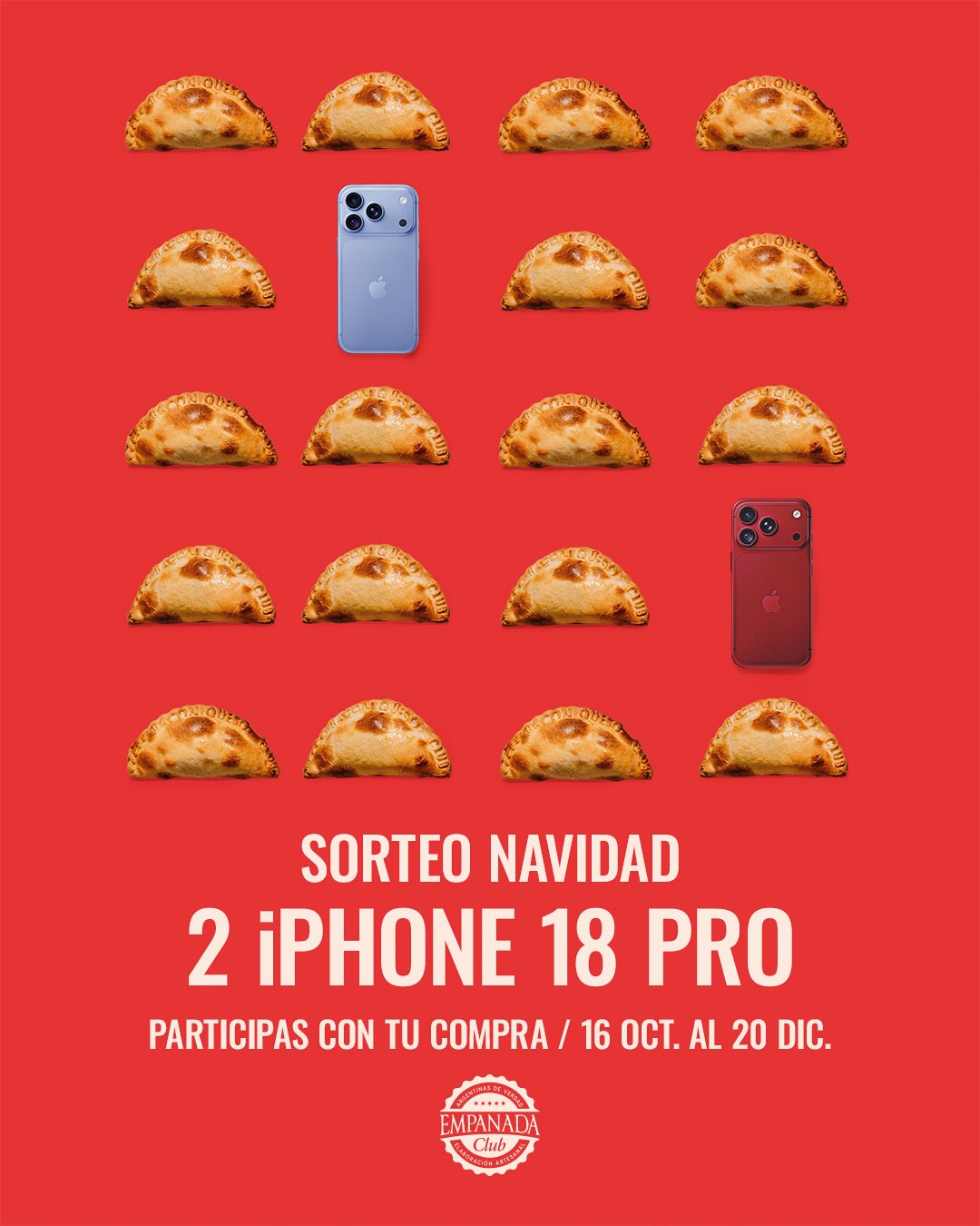 Sorteo Navidad 2 iPhone 18 Pro - Empanada Club, haz tu pedido