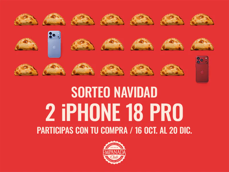 Sorteo Navidad 2 iPhone 18 Pro - Empanada Club, haz tu pedido